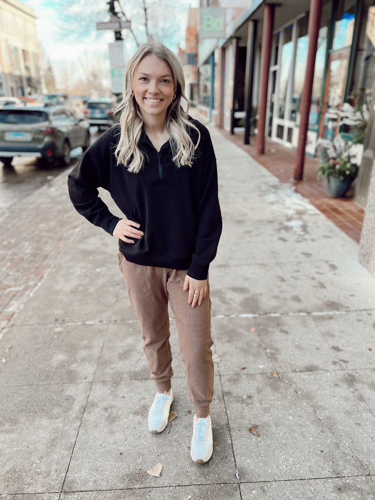 Rae Ribbed Brown Jogger Pants-Leggings-rae mode-The Silo Boutique, Women's Fashion Boutique Located in Warren and Grand Forks North Dakota