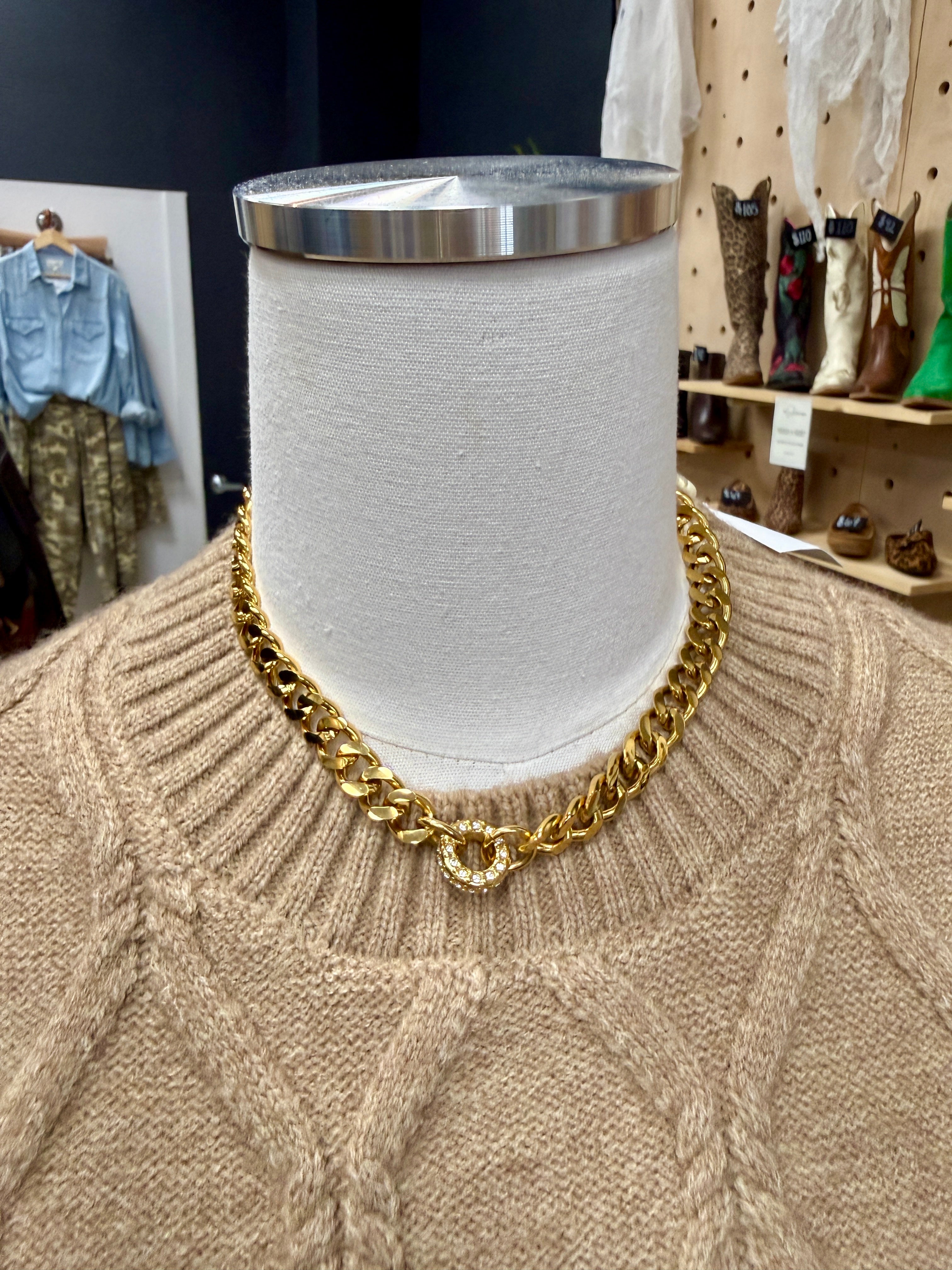 Blakeley Golden Halo Cuban Necklace-Necklaces-blakeley-The Silo Boutique, Women's Fashion Boutique Located in Warren and Grand Forks North Dakota