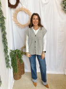Whitley Button Up Sweater Vest-Gray-Vests-hyfve-The Silo Boutique, Women's Fashion Boutique Located in Warren and Grand Forks North Dakota