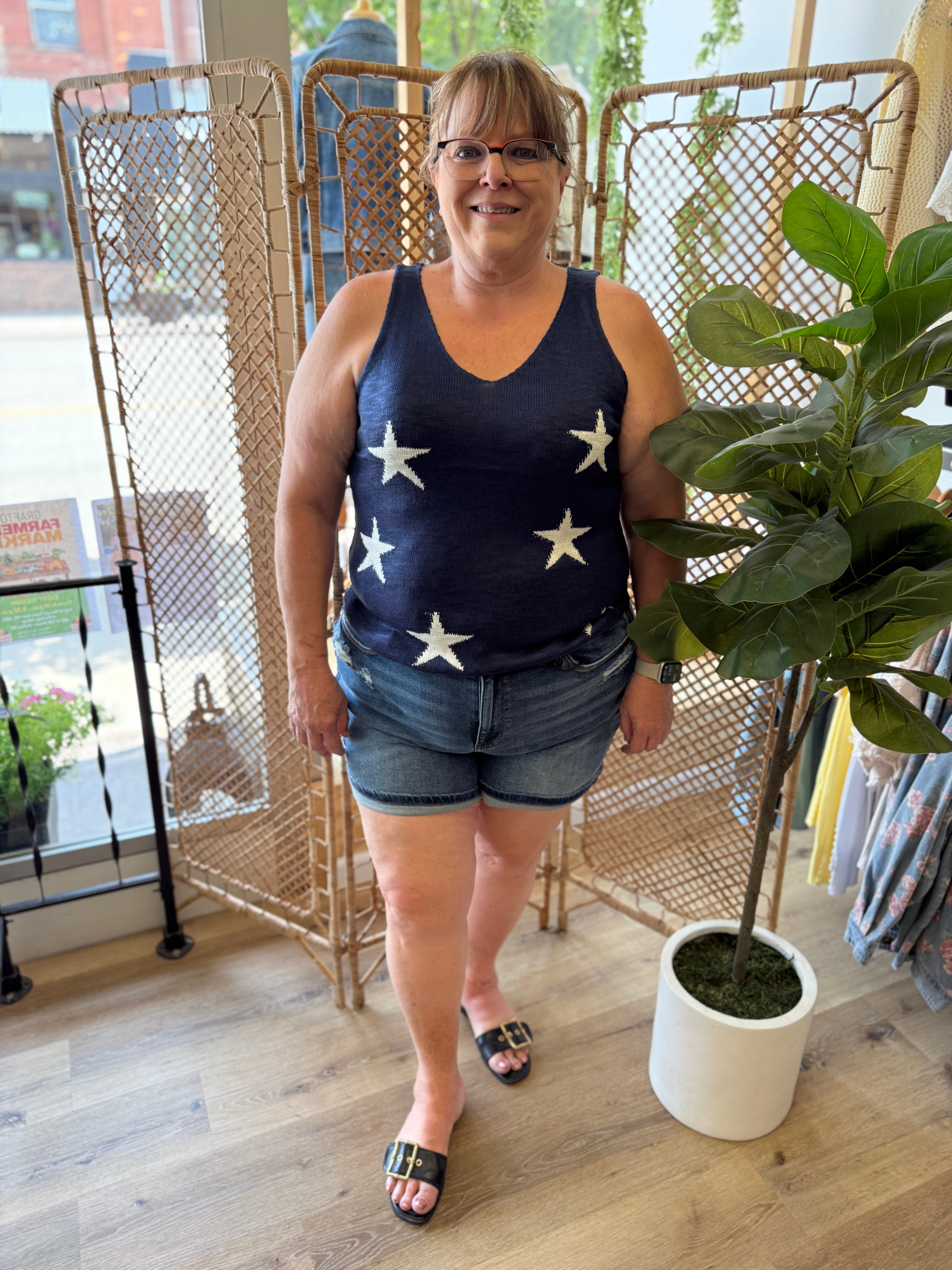 Navy Knit Sweater Tank Top-FINAL SALE-Tank Tops-bibi-The Silo Boutique, Women's Fashion Boutique Located in Warren and Grand Forks North Dakota