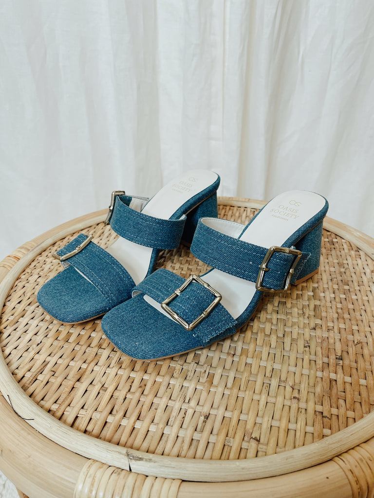 Havana Denim Bamboo Buckle Heel Sandal-Sandals-oasis society-The Silo Boutique, Women's Fashion Boutique Located in Warren and Grand Forks North Dakota