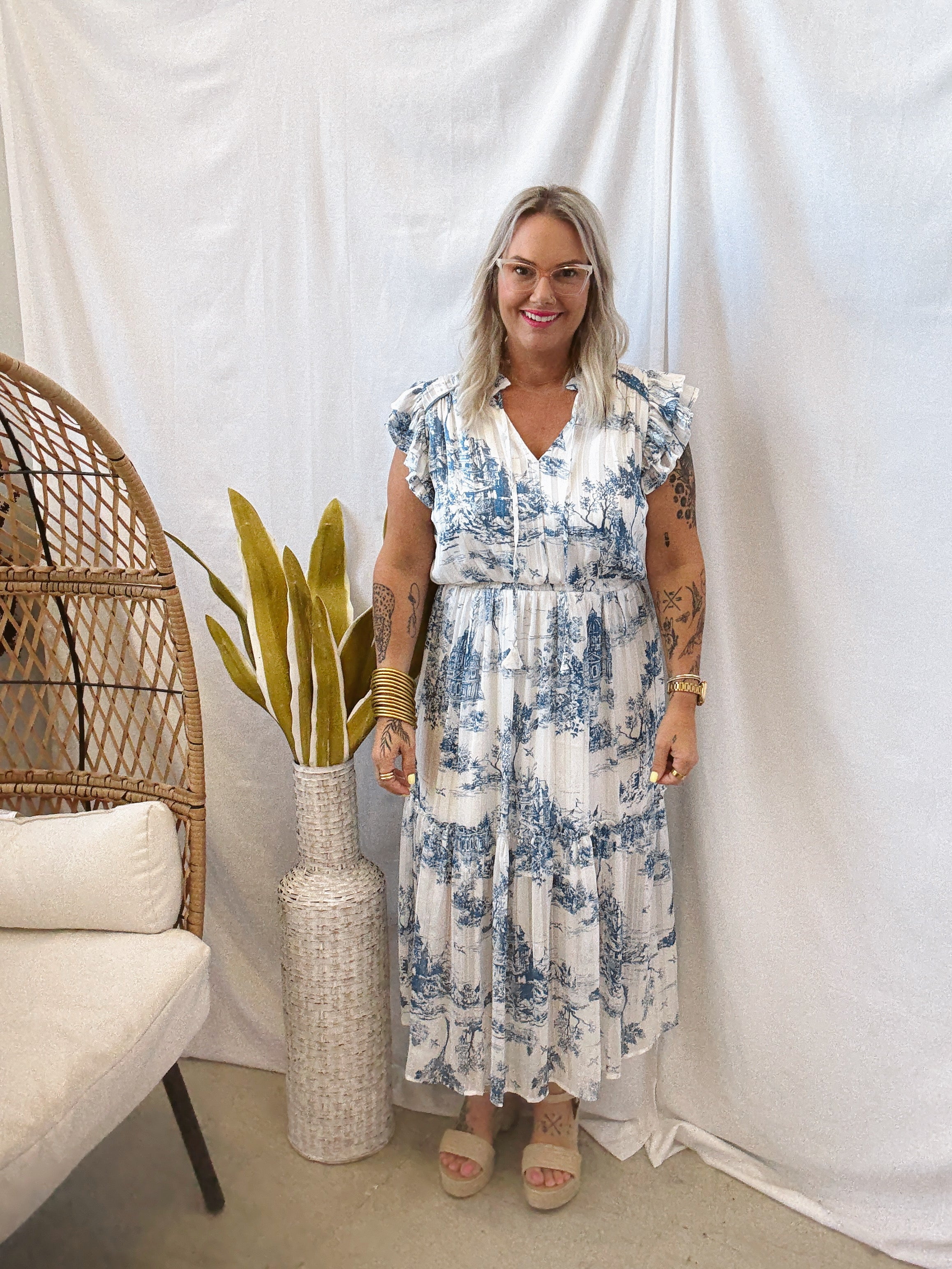 Blue Land Dress-Final Sale-Dresses-Umgee-The Silo Boutique, Women's Fashion Boutique Located in Warren and Grand Forks North Dakota