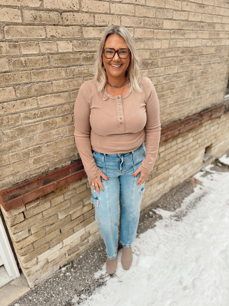 Very Soft Henley Long Sleeve Top-Long Sleeve Tops-Very-The Silo Boutique, Women's Fashion Boutique Located in Warren and Grand Forks North Dakota