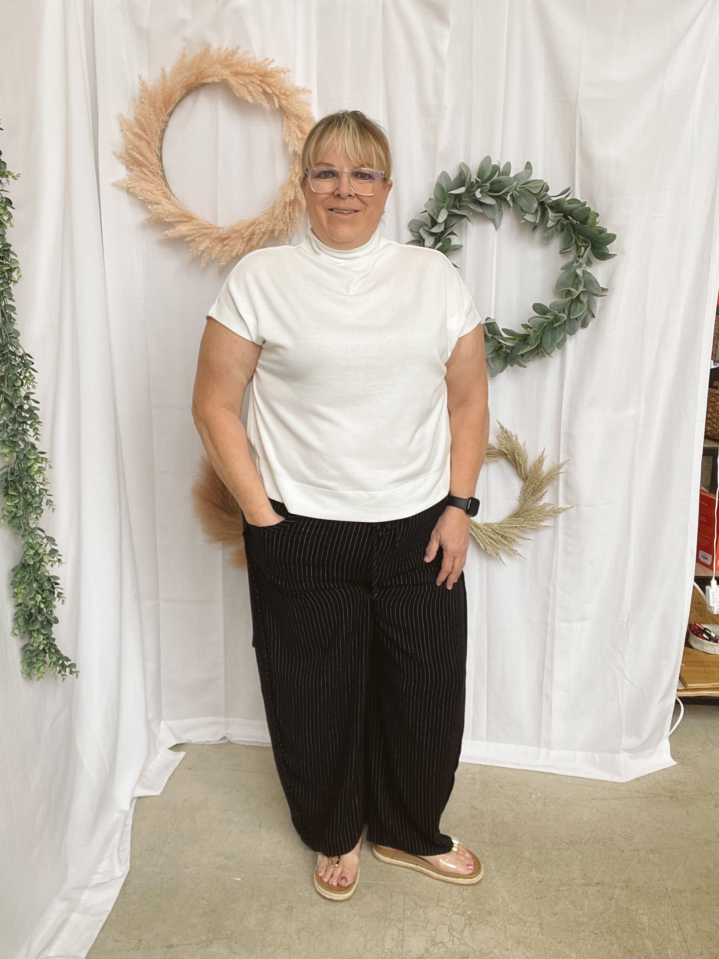 Becca Basic Mock Short Sleeve Top-White-Short Sleeve Tops-entro-The Silo Boutique, Women's Fashion Boutique Located in Warren and Grand Forks North Dakota