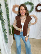 Claire Chunky Knit Vest-Mocha-Vests-listicle-The Silo Boutique, Women's Fashion Boutique Located in Warren and Grand Forks North Dakota