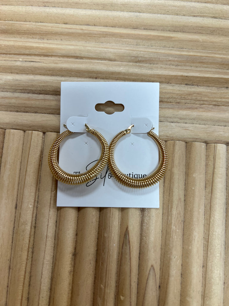 Gold Spiral Hoop Earrings-Earrings-Fame-The Silo Boutique, Women's Fashion Boutique Located in Warren and Grand Forks North Dakota