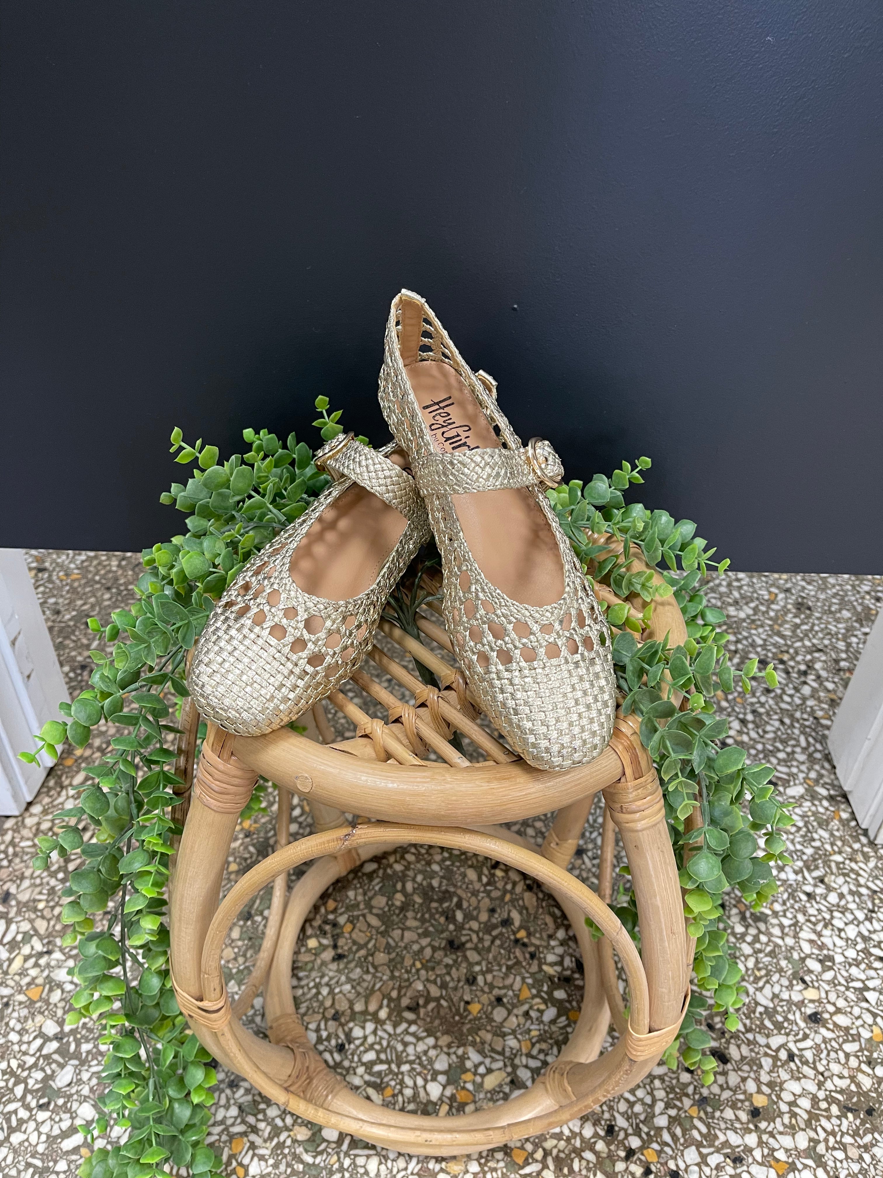 Gold Corky's Mixed Feelings Ballet Flat Shoe-Shoes-corkys-The Silo Boutique, Women's Fashion Boutique Located in Warren and Grand Forks North Dakota