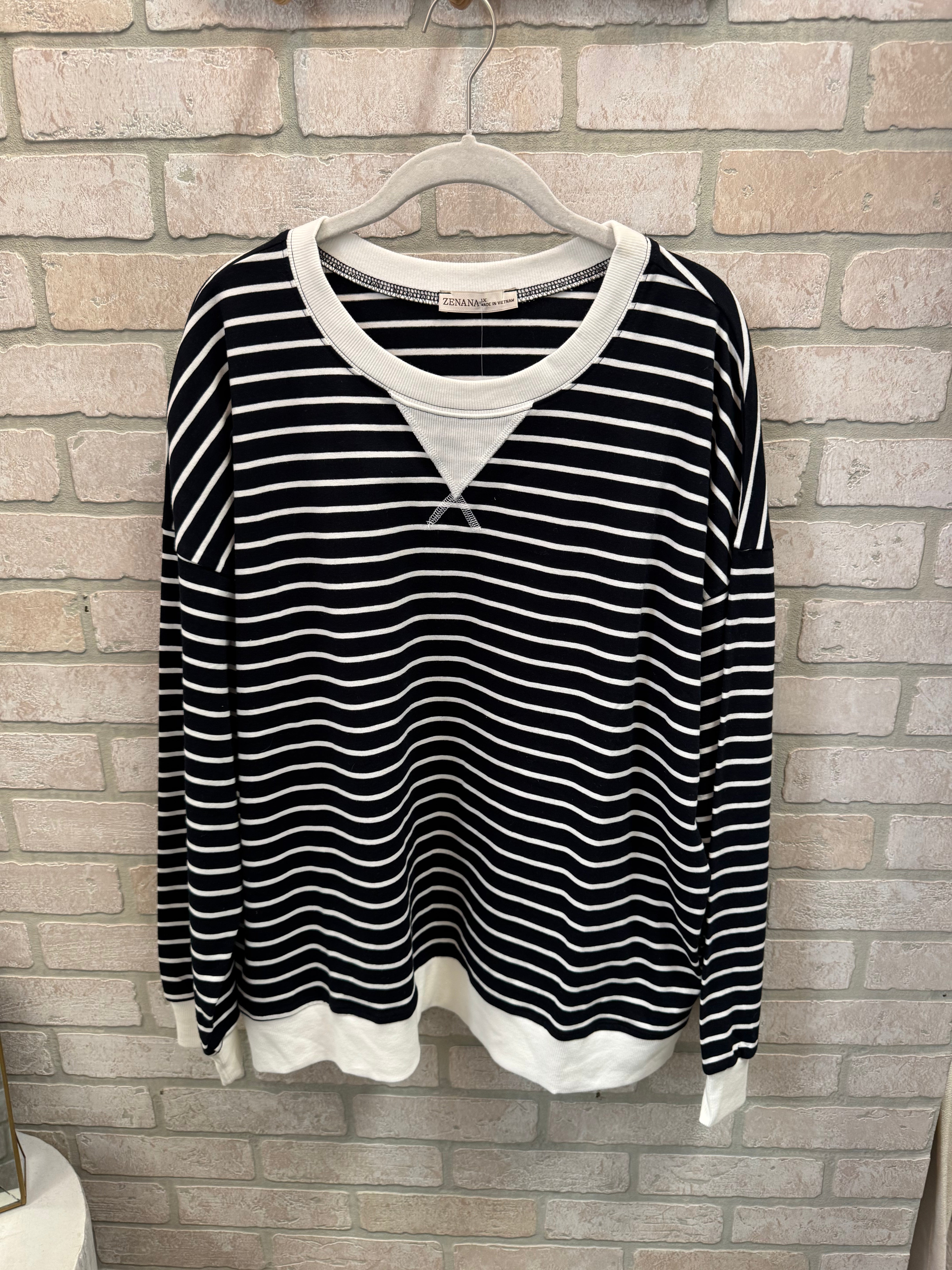 Banded Pullover Sweatshirt-Black-Sweatshirts-Zenana-The Silo Boutique, Women's Fashion Boutique Located in Warren and Grand Forks North Dakota
