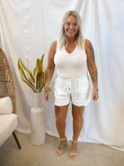 Another Love Audra Linen Shorts-White-Final Sale-Shorts-another love-The Silo Boutique, Women's Fashion Boutique Located in Warren and Grand Forks North Dakota