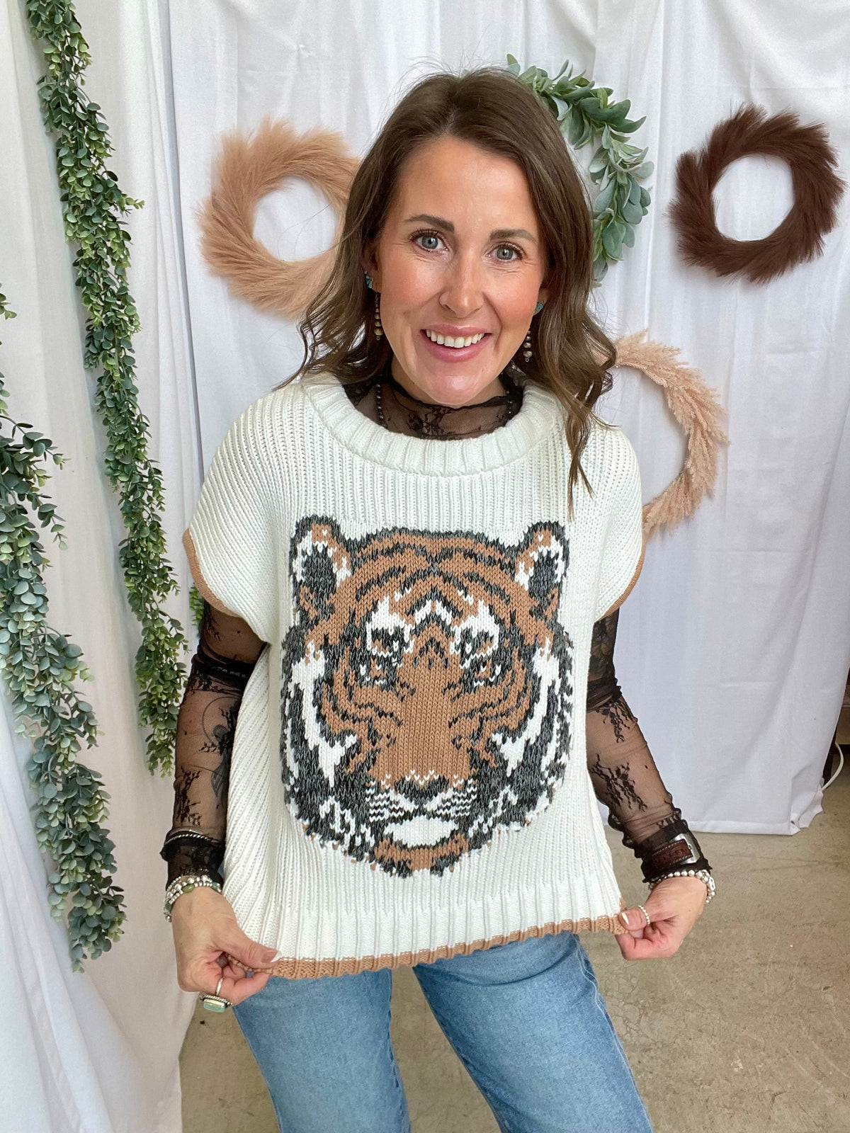 Retro Tiger Sweater-Sweaters-day-The Silo Boutique, Women's Fashion Boutique Located in Warren and Grand Forks North Dakota