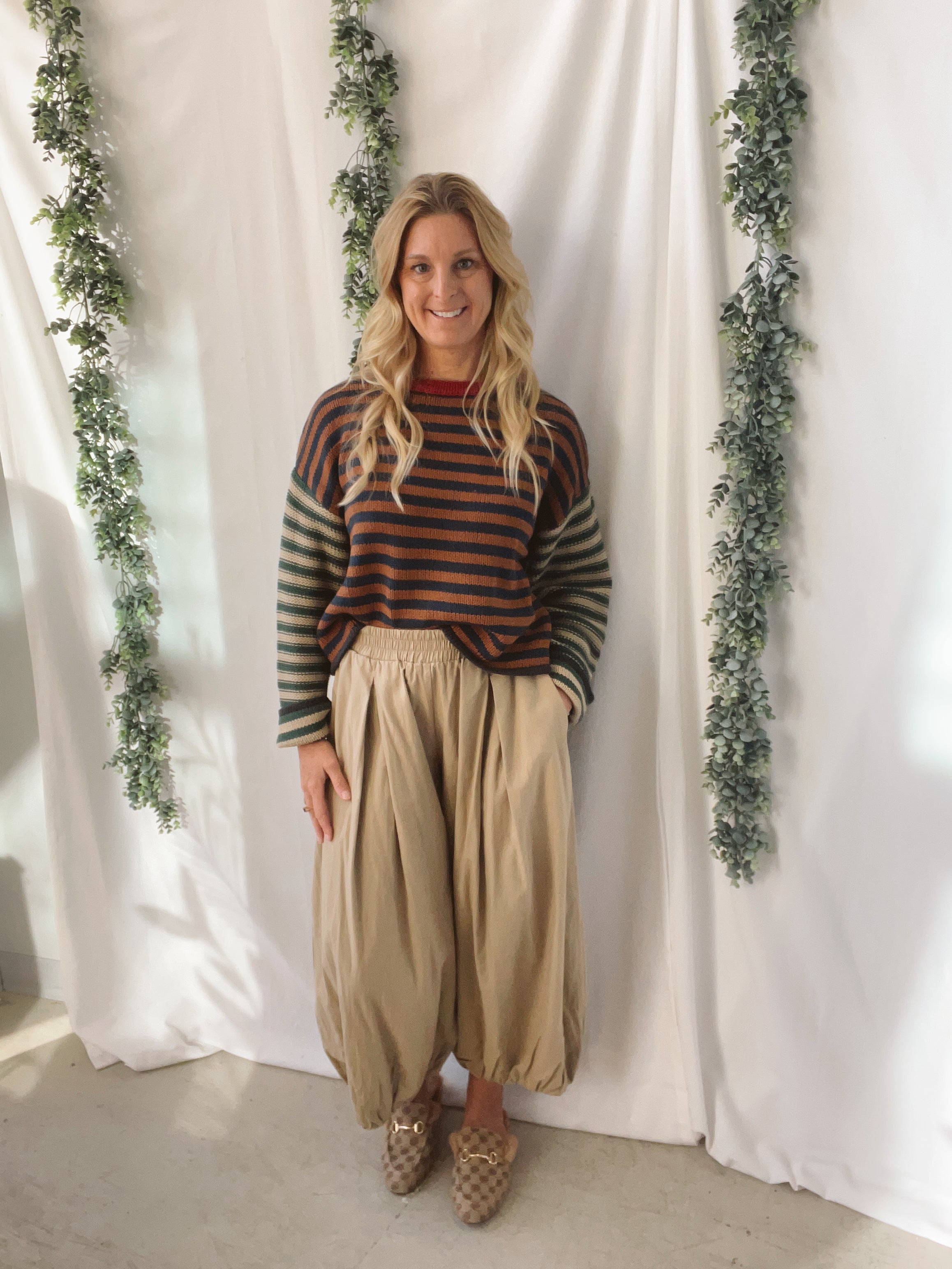 Muse Striped Fall Vibes Sweater-Sweaters-miou muse-The Silo Boutique, Women's Fashion Boutique Located in Warren and Grand Forks North Dakota