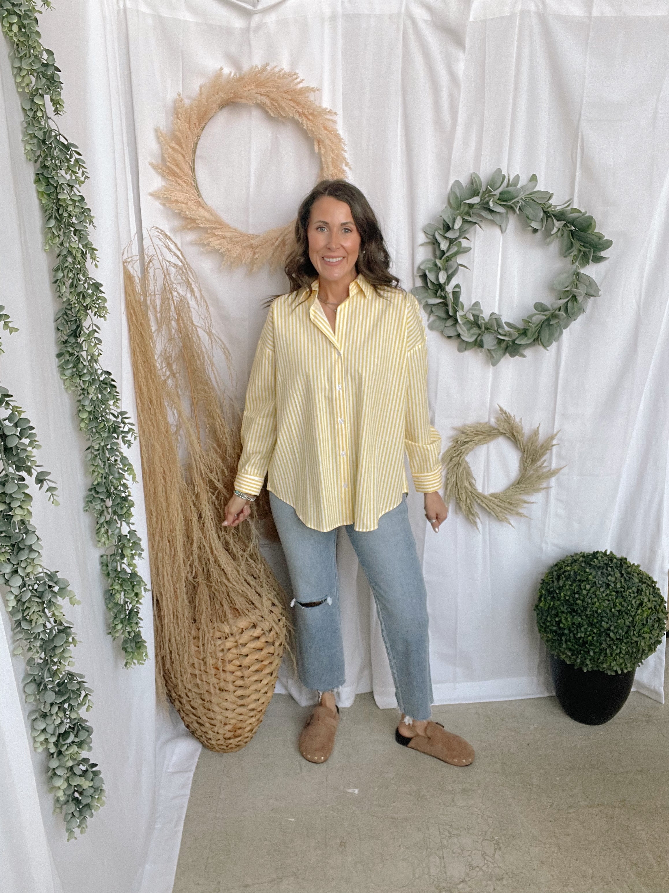 Elizabeth Button Down Top-Yellow-Long Sleeve Tops-hyfve-The Silo Boutique, Women's Fashion Boutique Located in Warren and Grand Forks North Dakota
