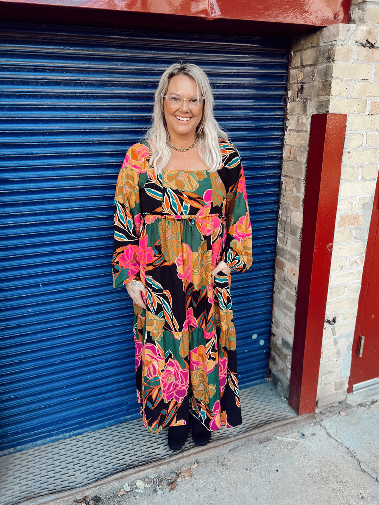 All About Floral Dress-Dresses-oddi-The Silo Boutique, Women's Fashion Boutique Located in Warren and Grand Forks North Dakota