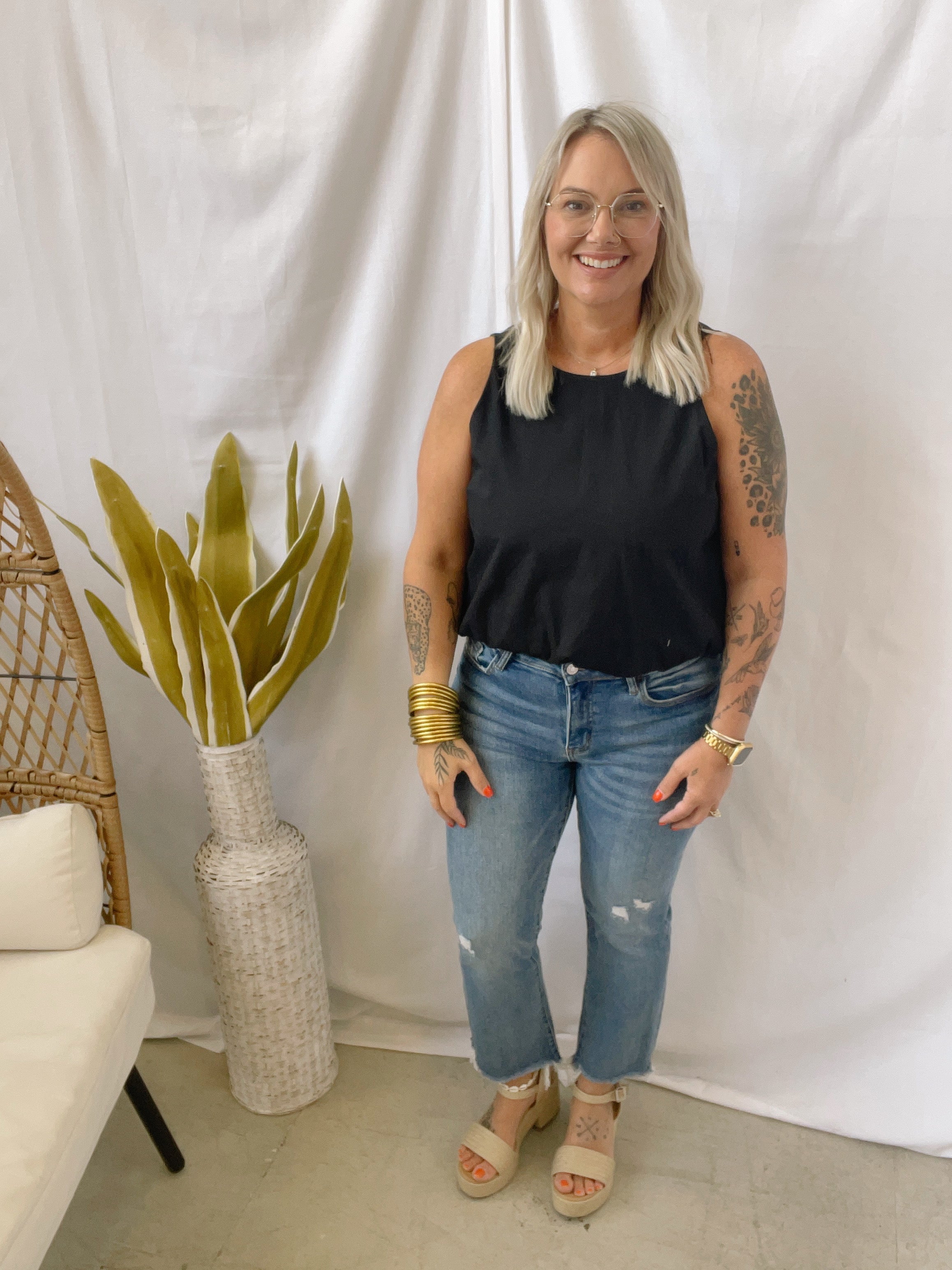Halter Neck Balloon Top-Black-Tank Tops-Umgee-The Silo Boutique, Women's Fashion Boutique Located in Warren and Grand Forks North Dakota