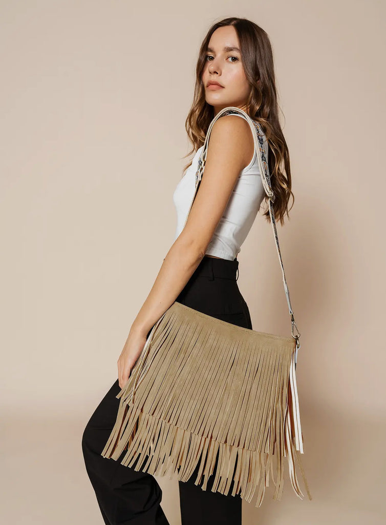 Jen and Co Sadie Suede Fringe Crossbody-Crossbody Purses-Jen and Co-The Silo Boutique, Women's Fashion Boutique Located in Warren and Grand Forks North Dakota