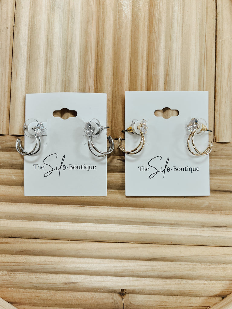 Dazzlers Double Hoop Stud Earrings-earrings-howards-The Silo Boutique, Women's Fashion Boutique Located in Warren and Grand Forks North Dakota