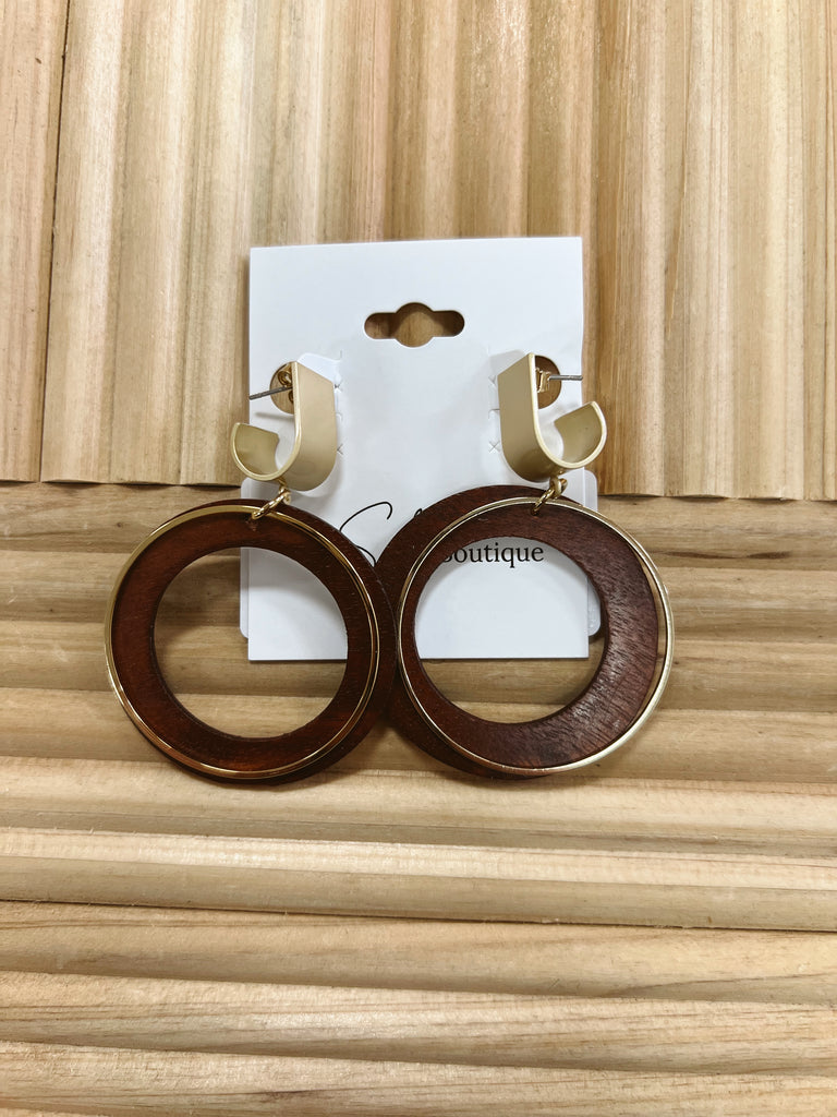 Wooden Circle Hoop Drop Earrings-Earrings-Fame-The Silo Boutique, Women's Fashion Boutique Located in Warren and Grand Forks North Dakota
