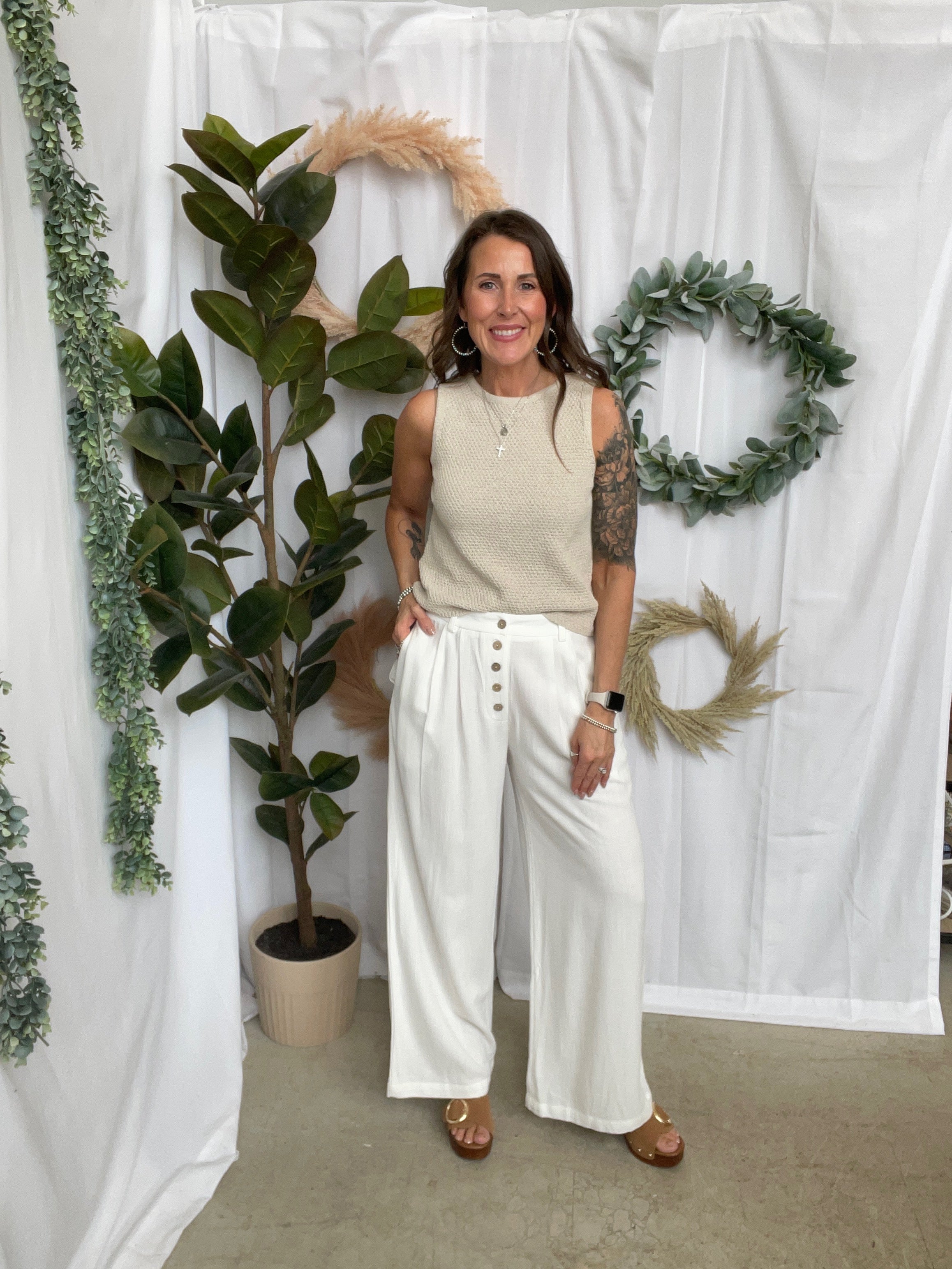 Allie Linen Pants-Off White-Final sale-Pants-allie Rose-The Silo Boutique, Women's Fashion Boutique Located in Warren and Grand Forks North Dakota