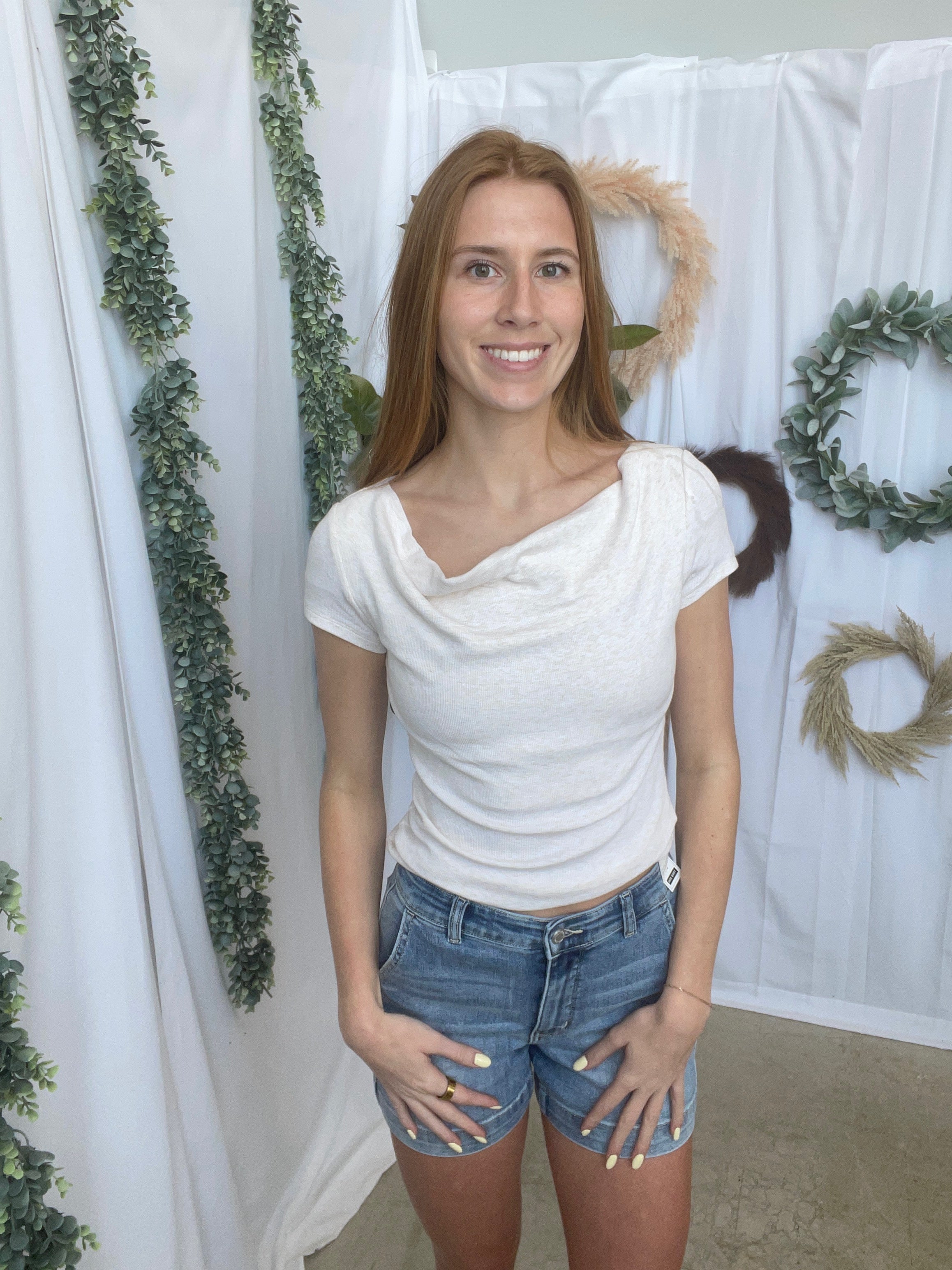 Oatmeal Cowlneck Top-Tank Tops-be cool-The Silo Boutique, Women's Fashion Boutique Located in Warren and Grand Forks North Dakota