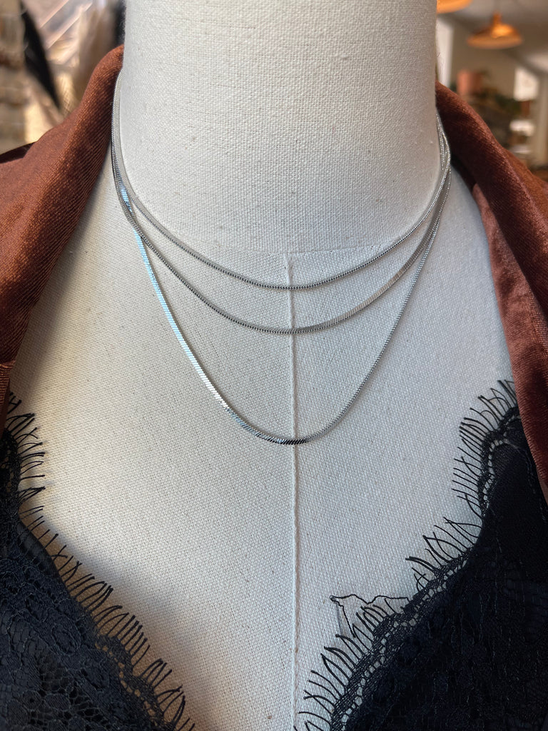 Kenze Silver Bone Layered Necklace-Necklaces-kenze-The Silo Boutique, Women's Fashion Boutique Located in Warren and Grand Forks North Dakota