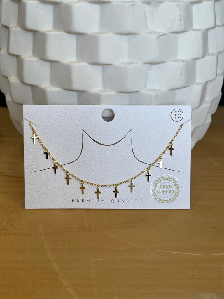 Mini Cross Gold Dangle Necklace-Necklaces-Avenue Zoe-The Silo Boutique, Women's Fashion Boutique Located in Warren and Grand Forks North Dakota