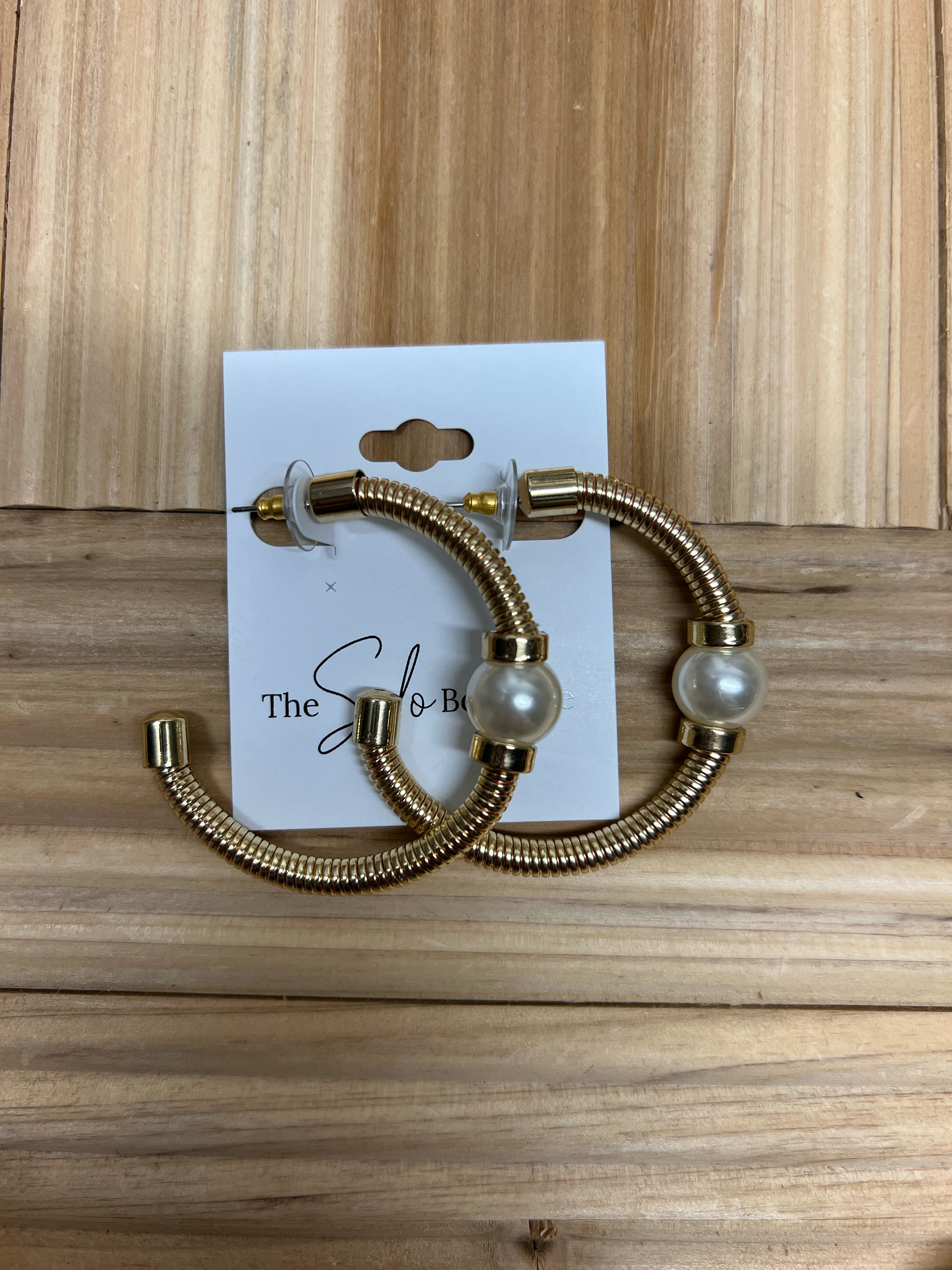 Pearl Stud Tube Hoop Earrings-Final Sale-earrings-Fame-The Silo Boutique, Women's Fashion Boutique Located in Warren and Grand Forks North Dakota