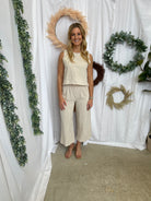 Jane Linen Set-Oatmeal Stripe-Outfit Sets-very j-The Silo Boutique, Women's Fashion Boutique Located in Warren and Grand Forks North Dakota