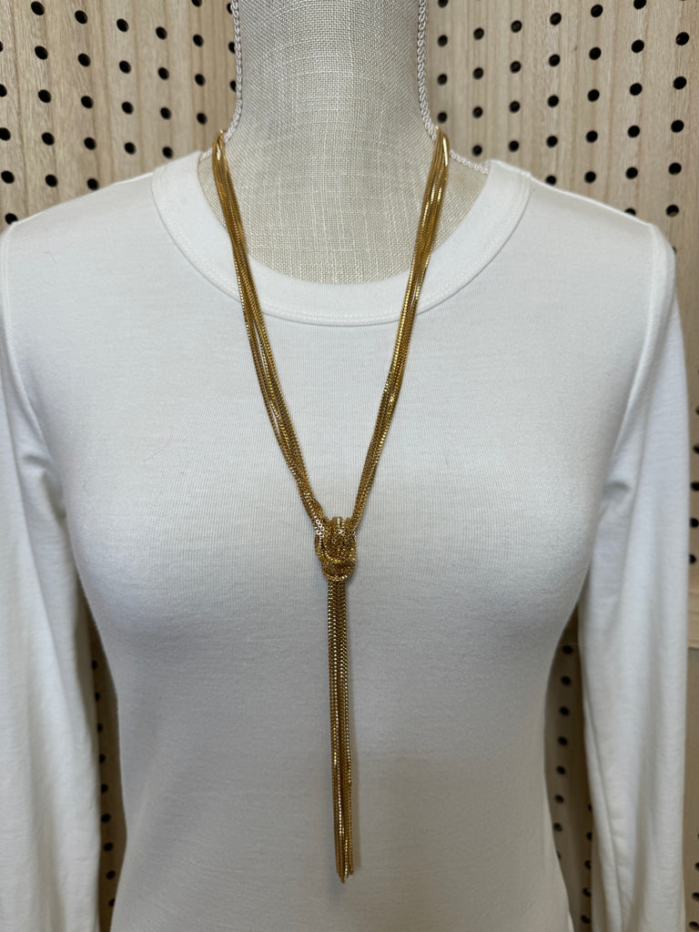 Long Box Chain Y Necklace-Necklaces-Fame-The Silo Boutique, Women's Fashion Boutique Located in Warren and Grand Forks North Dakota