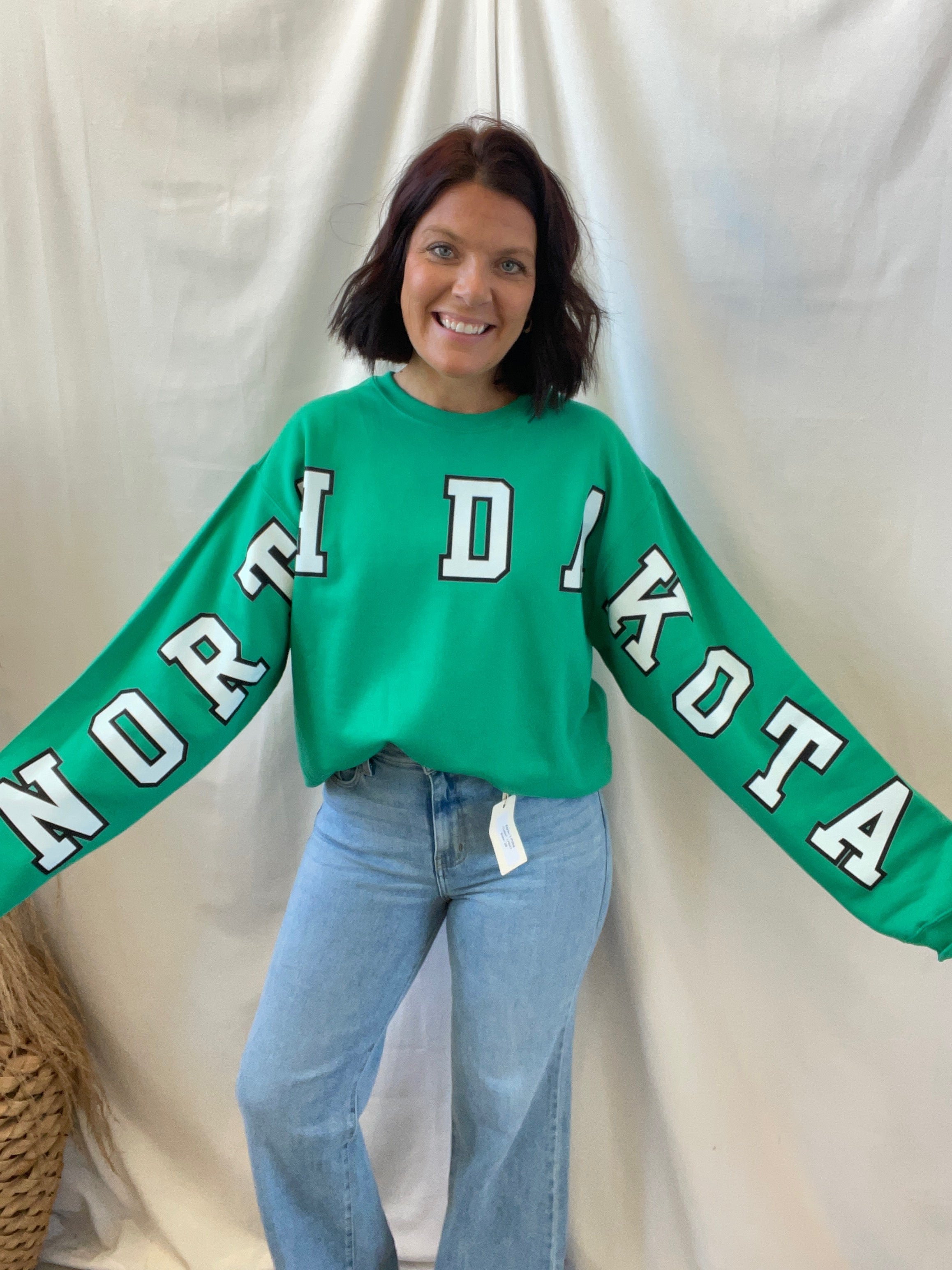 Green North Dakota Sweatshirt-Sweatshirts-blackframe-The Silo Boutique, Women's Fashion Boutique Located in Warren and Grand Forks North Dakota