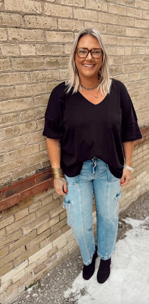 Rae Oversized Top-Short Sleeve Tops-Doe and Rae-The Silo Boutique, Women's Fashion Boutique Located in Warren and Grand Forks North Dakota