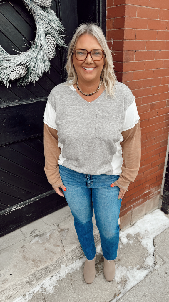 Neutral Mix Longsleeve Top-Long Sleeve Tops-Doe and Rae-The Silo Boutique, Women's Fashion Boutique Located in Warren and Grand Forks North Dakota