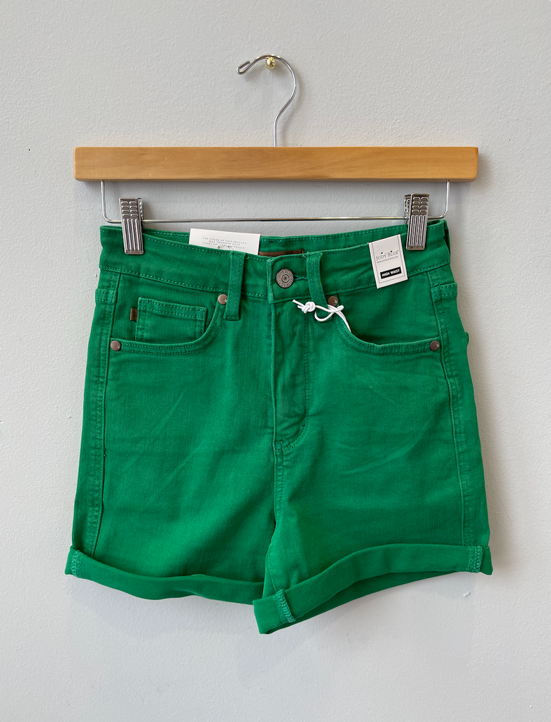 Judy Blue Kelly Green Shorts-Shorts-judy blue-The Silo Boutique, Women's Fashion Boutique Located in Warren and Grand Forks North Dakota