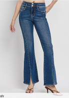 Lovervet Shimmeringly Flare Slit Jeans-Jeans-lovervet-The Silo Boutique, Women's Fashion Boutique Located in Warren and Grand Forks North Dakota