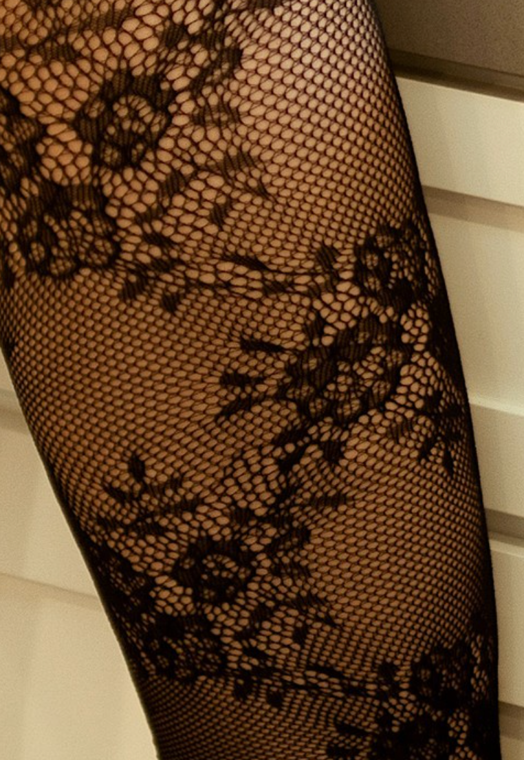 Floral Patterned Fishnet Tights-tights-yelete-The Silo Boutique, Women's Fashion Boutique Located in Warren and Grand Forks North Dakota