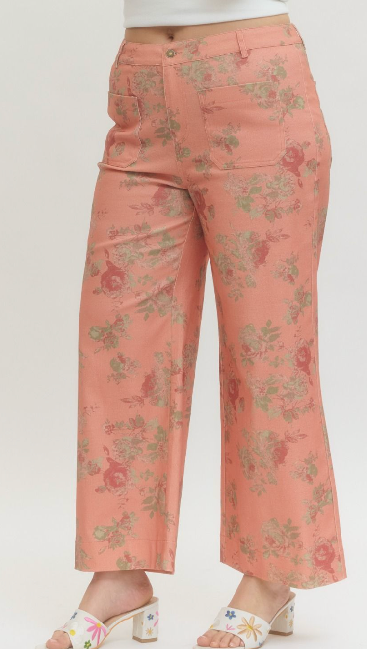 Sadie Floral Pants-Pink-Pants-entro-The Silo Boutique, Women's Fashion Boutique Located in Warren and Grand Forks North Dakota