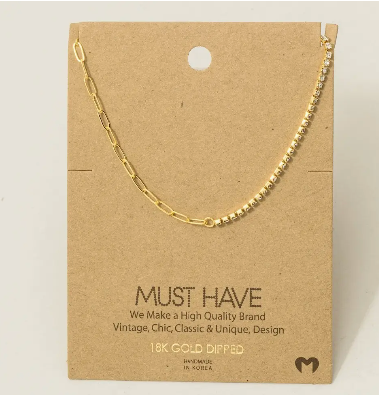 Link and Chain Necklace-Gold-Necklaces-Fame-The Silo Boutique, Women's Fashion Boutique Located in Warren and Grand Forks North Dakota