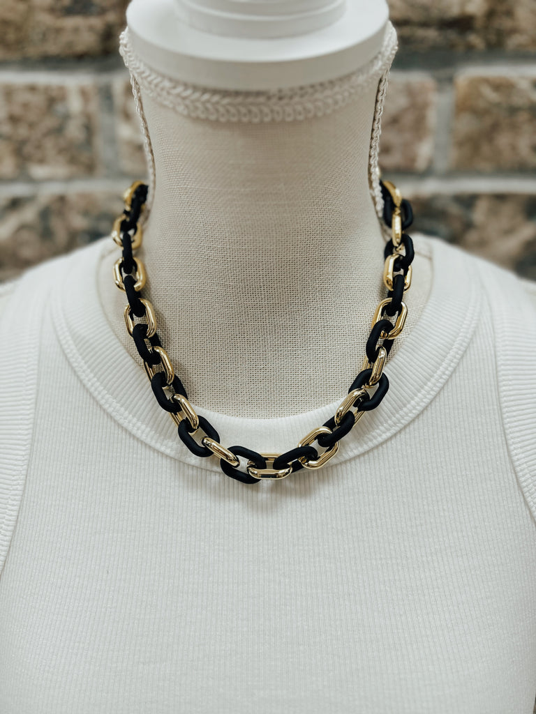 Kenze Black Gold Chain Necklace-Necklaces-kennze-The Silo Boutique, Women's Fashion Boutique Located in Warren and Grand Forks North Dakota