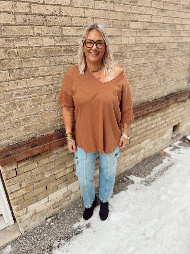 Rae Oversized Top-Short Sleeve Tops-Doe and Rae-The Silo Boutique, Women's Fashion Boutique Located in Warren and Grand Forks North Dakota