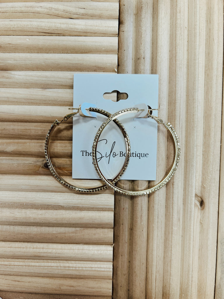 Kenze Rhinestone Hoop Earrings-earrings-kennze-The Silo Boutique, Women's Fashion Boutique Located in Warren and Grand Forks North Dakota
