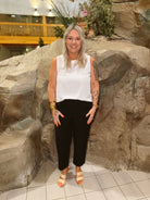 White Yoke Sleeveless Tank Top-Final Sale-Short Sleeve Tops-staccato-The Silo Boutique, Women's Fashion Boutique Located in Warren and Grand Forks North Dakota