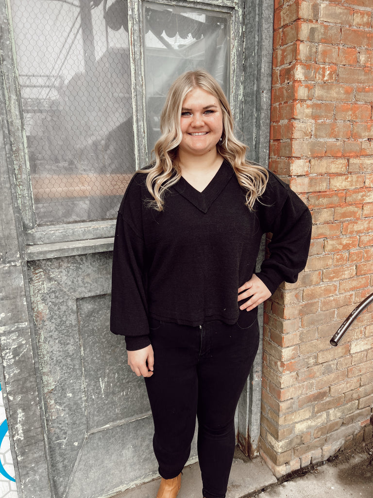 Lovey V Neck Waffle Top-clothing-Long Sleeve Tops-The Silo Boutique, Women's Fashion Boutique Located in Warren and Grand Forks North Dakota
