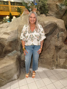 Light Olive Print V Neck Top-Final Sale-Short Sleeve Tops-Umgee-The Silo Boutique, Women's Fashion Boutique Located in Warren and Grand Forks North Dakota