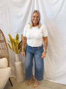 Off White Textured Short Sleeve Top-Short Sleeve Tops-listicle-The Silo Boutique, Women's Fashion Boutique Located in Warren and Grand Forks North Dakota