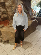 Judy Blue Black Raw Hem Crop Wide Jeans-Final Sale-Jeans-judy blue-The Silo Boutique, Women's Fashion Boutique Located in Warren and Grand Forks North Dakota