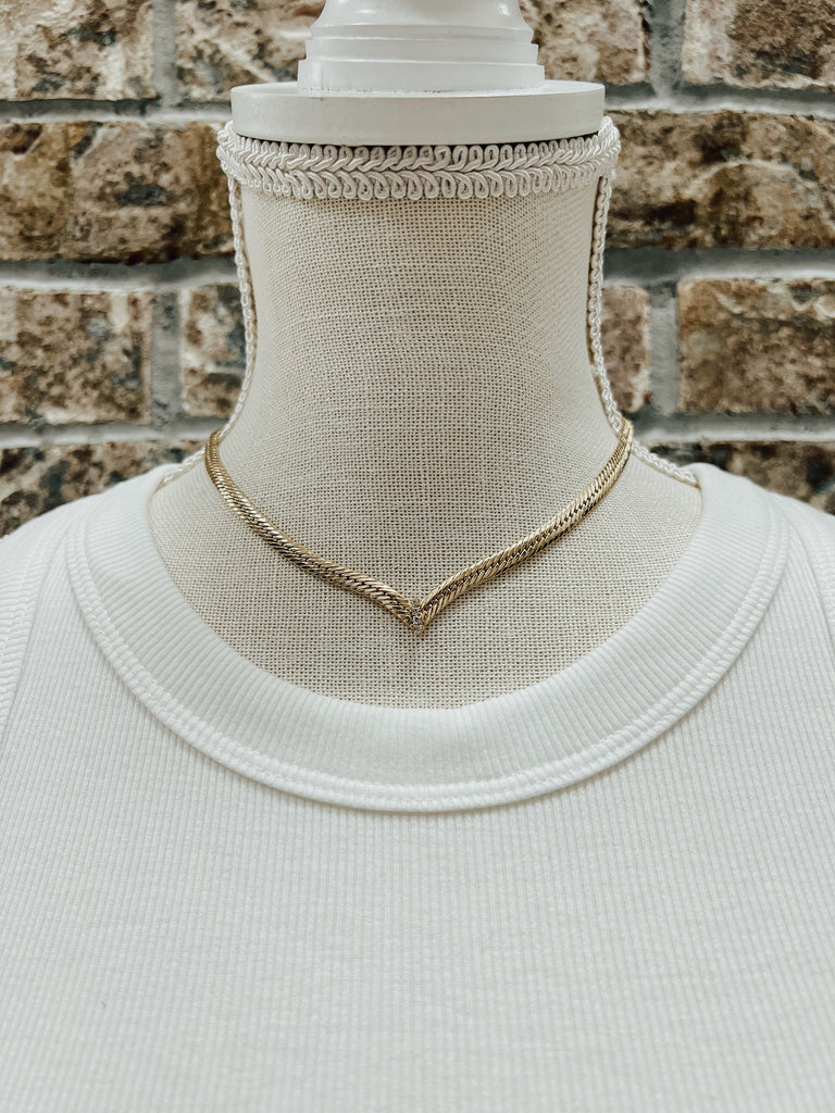Kenze Gold Herringbone Stone Necklace-Necklaces-kennze-The Silo Boutique, Women's Fashion Boutique Located in Warren and Grand Forks North Dakota