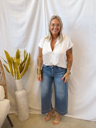 Classic Button Up Short Sleeve Top-White-Short Sleeve Tops-blu pepper-The Silo Boutique, Women's Fashion Boutique Located in Warren and Grand Forks North Dakota