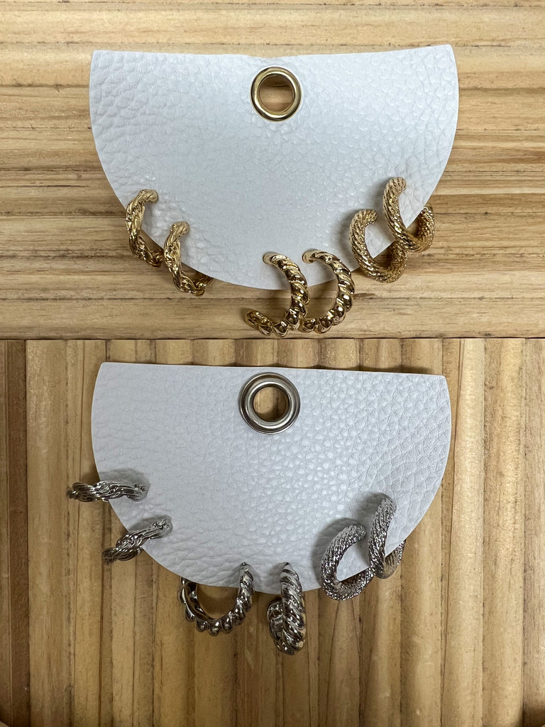 Textured Mini Hoop Earrings-Earrings-Fame-The Silo Boutique, Women's Fashion Boutique Located in Warren and Grand Forks North Dakota