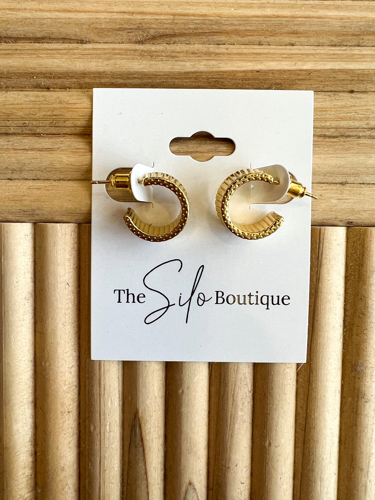 Mini Hoop Bold Line Earrings-Earrings-Fame-The Silo Boutique, Women's Fashion Boutique Located in Warren and Grand Forks North Dakota