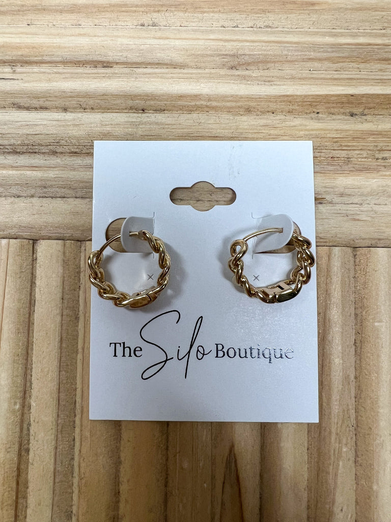 Mini Chain Hoop Earrings-Earrings-Fame-The Silo Boutique, Women's Fashion Boutique Located in Warren and Grand Forks North Dakota