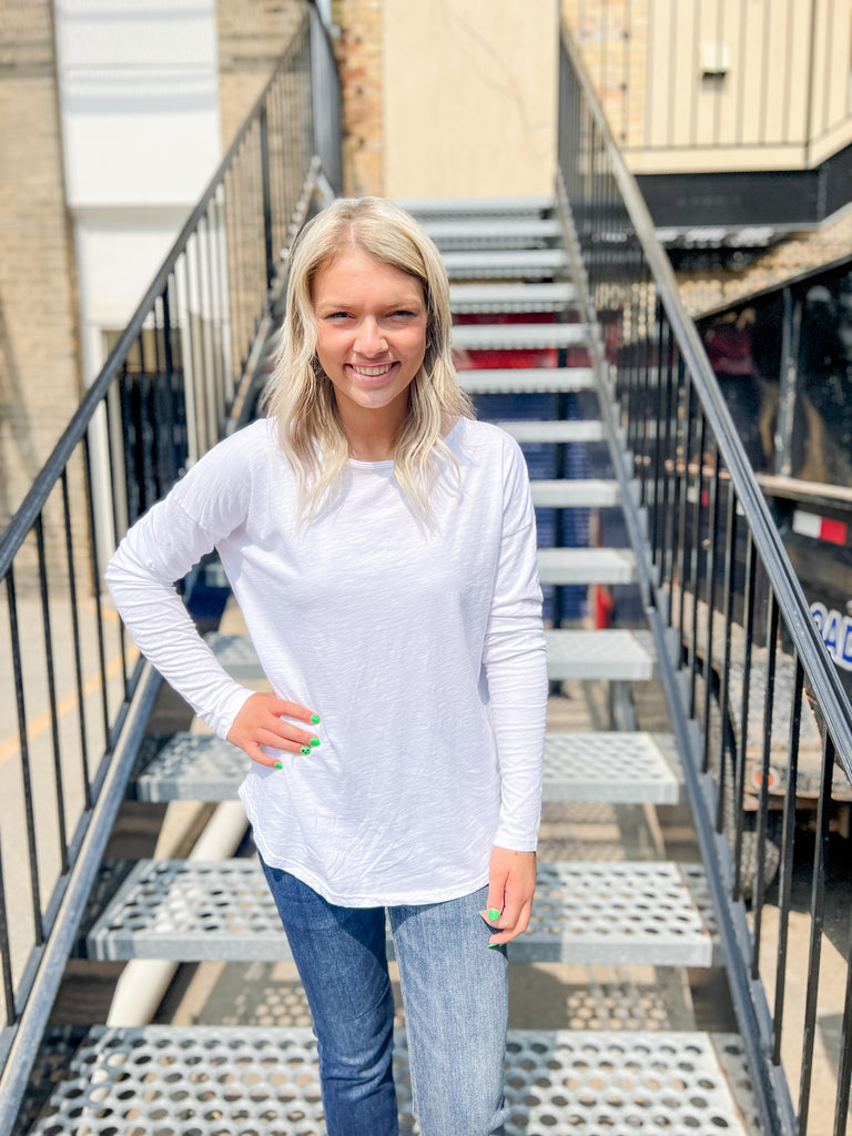 Be Cool Off White Long Sleeve Top-top-be cool-The Silo Boutique, Women's Fashion Boutique Located in Warren and Grand Forks North Dakota